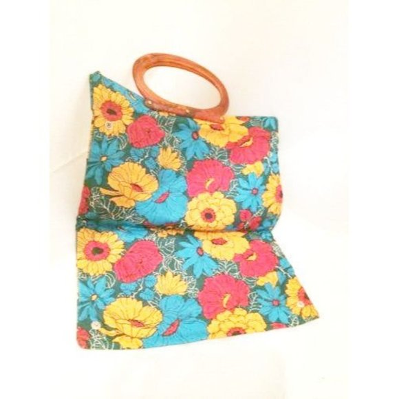 Floral Bold Tote Bag Retro Handbag Vintage Accessories - Picture 5 of 7